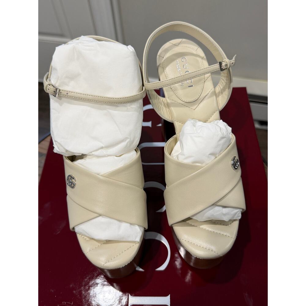 Gucci Platform Sandals White Leather Size 37.5 Brand New in Box - Picture 11 of 13